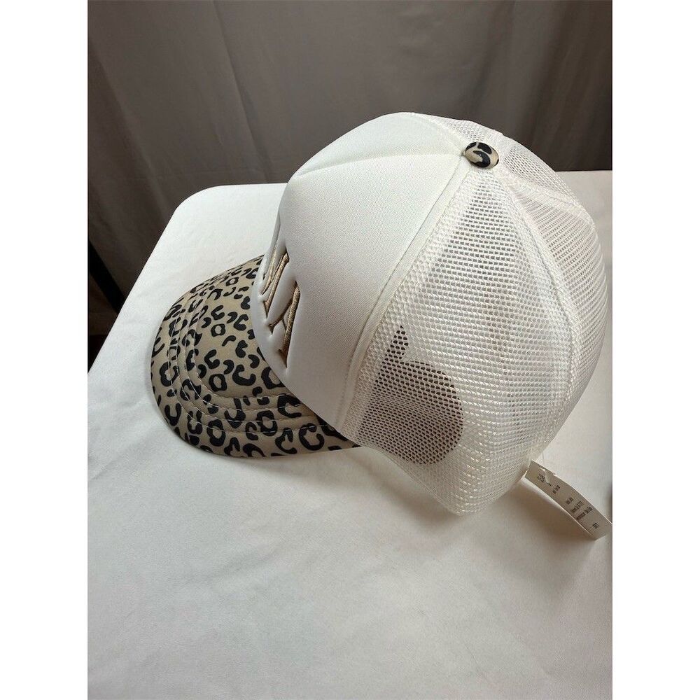 MAMA & MINI Matching Trucker Hats Set Womens One Size White Leopard 2pc - Picture 4 of 12